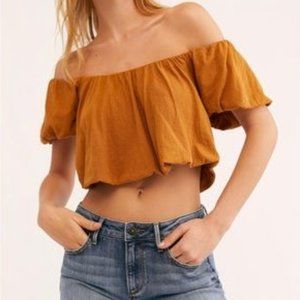 We The Free Black Sunnie Off The Shoulder Crop Top